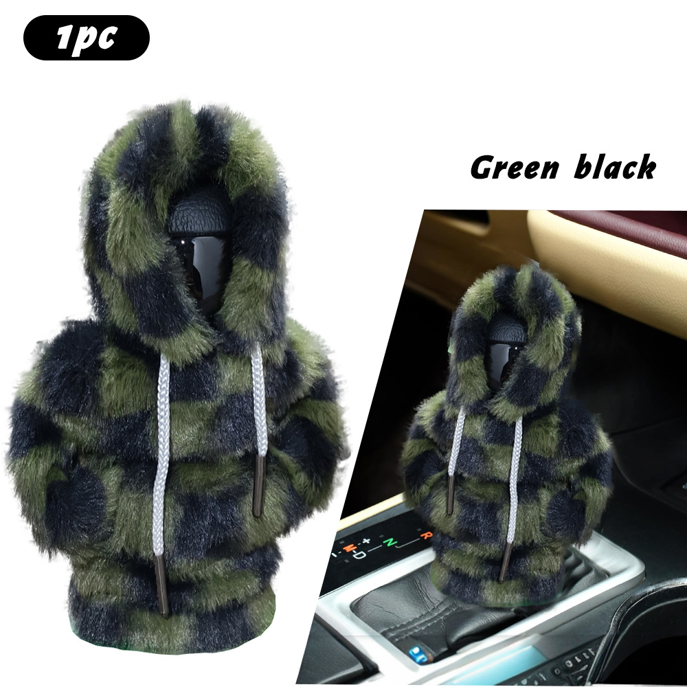 Cross-border plush car gear lever decorative gear handle headgear vests with hat lining protection anti-hand lever gear shift position accessories