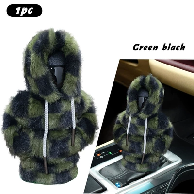 decorative gear handle headgear vests | Sürətlər qutusu və əl tormozu başlıqları - green-and-black-plush-plaid