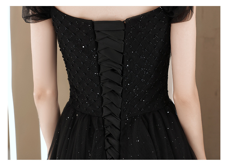 Đầm maxi nữ thắt eo, kiểu halter không tay, phong cách dạ hội Pháp — Màu đen, Màu đỏ rượu chi tiết 15