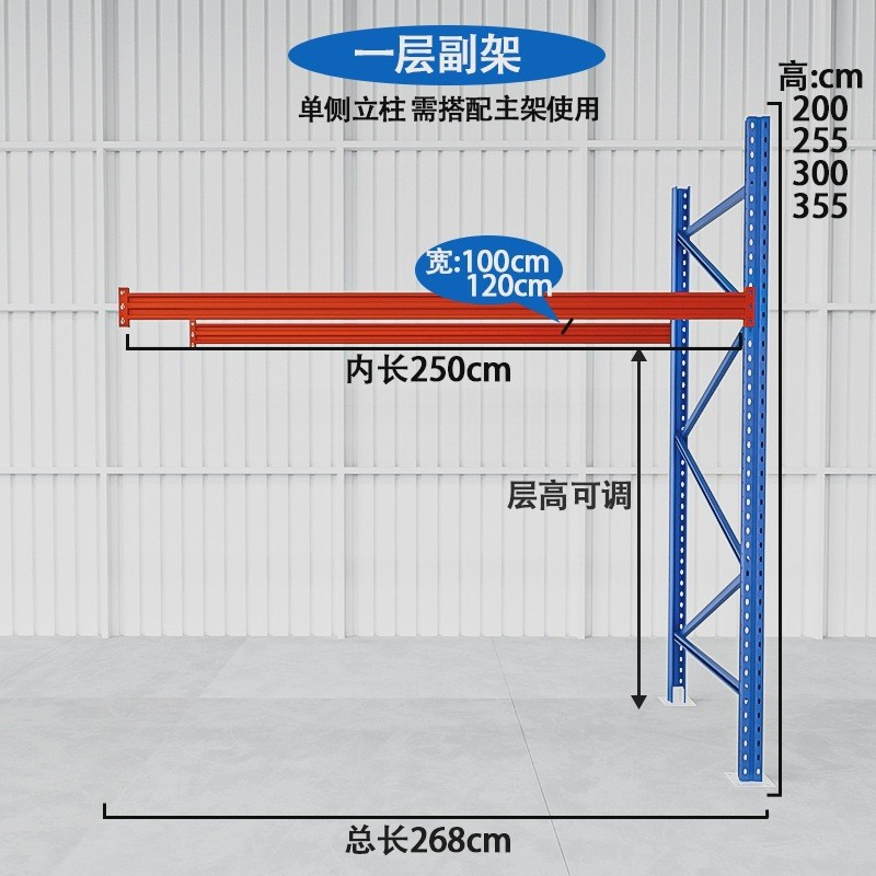 단층 서브 프레임(스팬 빔 없음) * 내부 길이 2500 폭 1000 높이 2025 단층 1톤