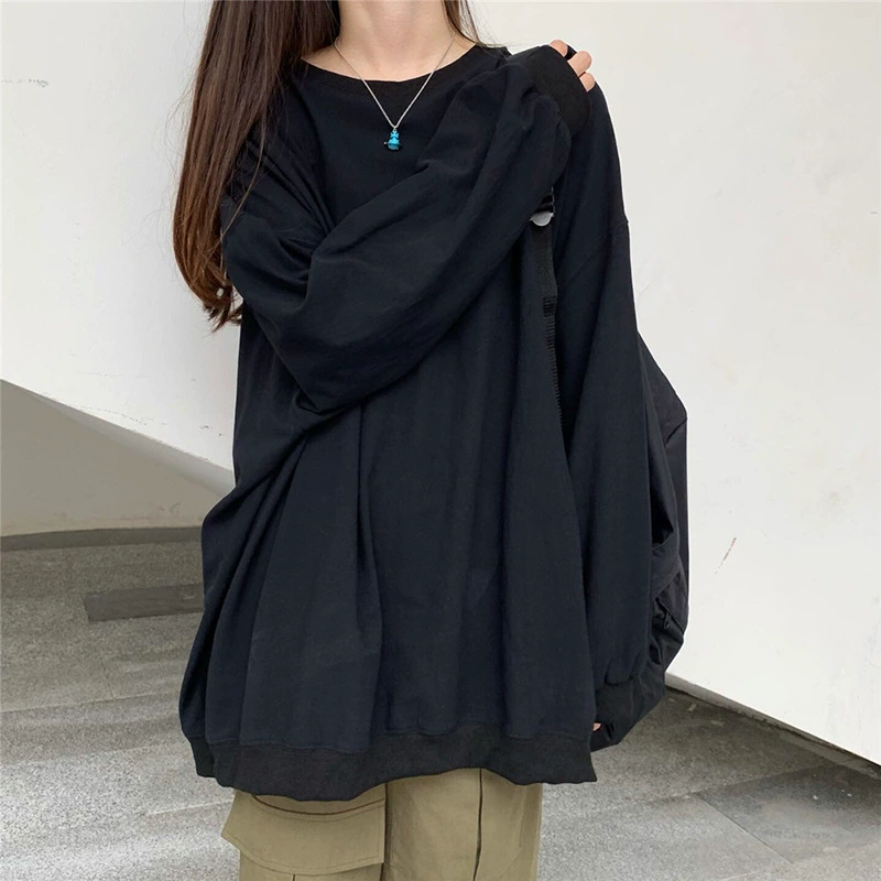Куртка с длинными рукавами в корейском стиле — тонкая осенняя oversized для студентов, белый/черный, размеры M–XXL