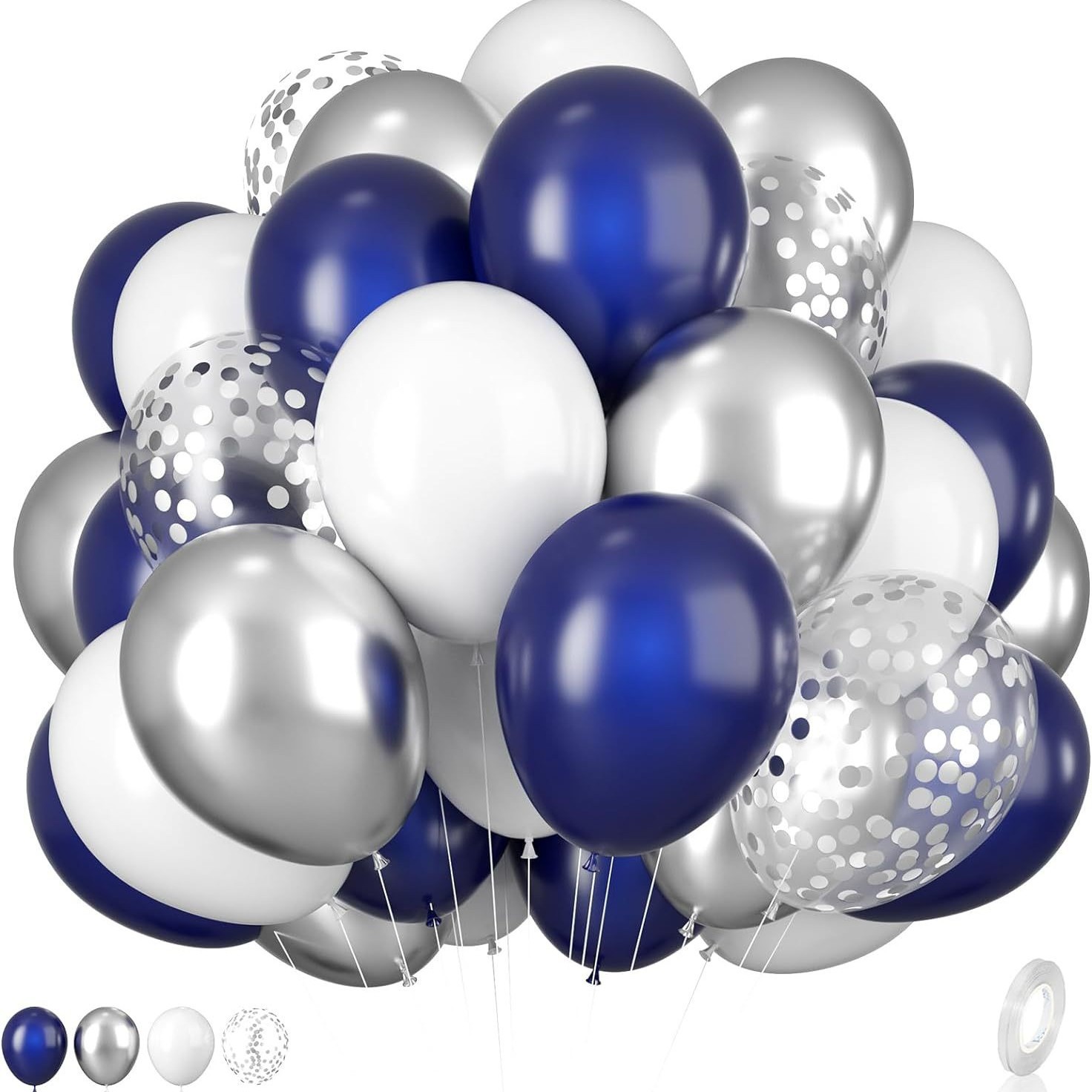 30pcs Night Blue Silver Set para enviar cinta
