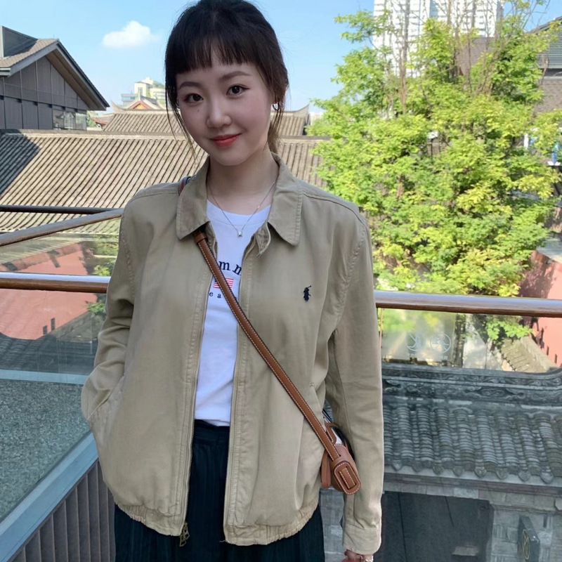 High-quality Ralph Lauren embroidered pony women's jacket, long-sleeved, zippered, simple, autumn and winter top, premium