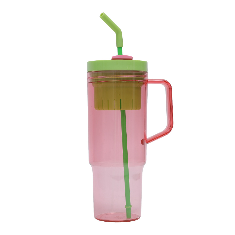 Taza de coche de comercio exterior transfronteriza de 40oz Taza de plástico gigante Juego de tres piezas con pajita Taza de agua de gran capacidad y alto valor