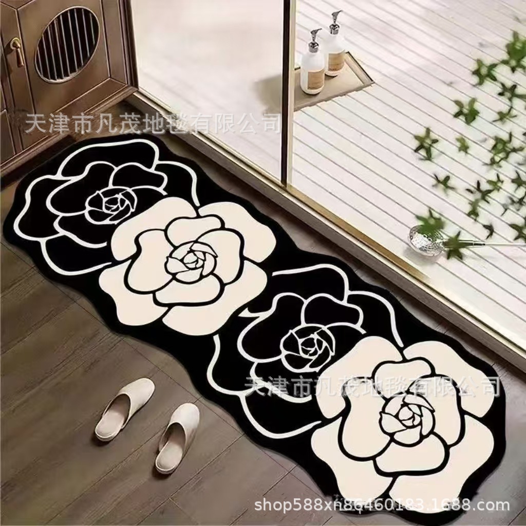 Bathroom Fragrant Style Non-Slip French Style Floor Mat Diatom Upholstered Toilet Door Water Absorbent Toilet Foot Mat Carpet Non-Slip Mat