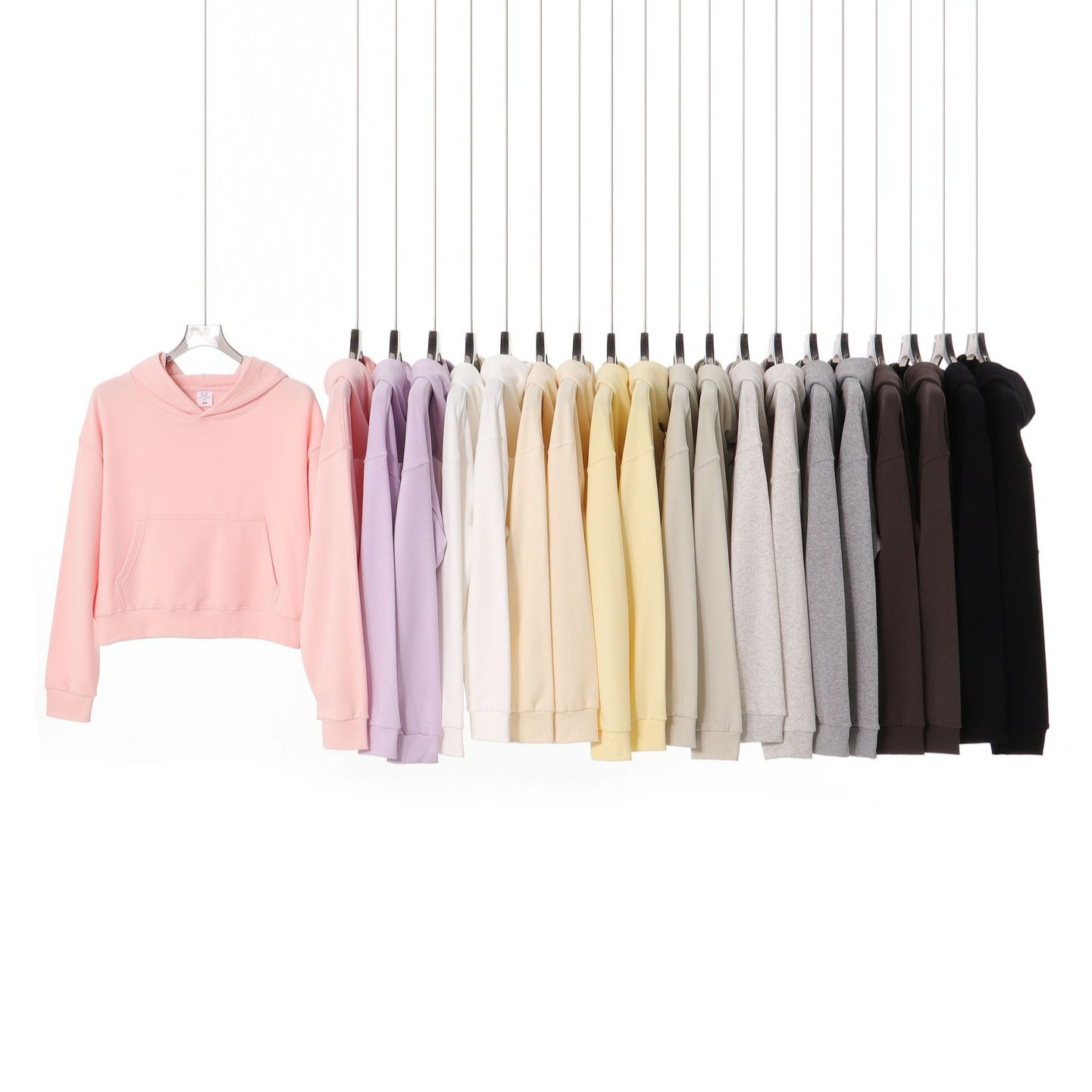 Heavyweight 330g Large Terry Solid Color High-Neck Zip-Up Women's Short Hoodie Autumn and Winter Round-Neck Fashion Sweatshirt for Women