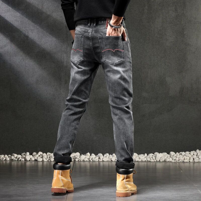 Autumn Men's New Jeans Stretch Slim Trendy Design Versatile Casual Straight Pants Loose Trousers