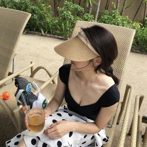 Hairpin style sun hat, summer sun protection hat, big head circumference, internet celebrity empty top straw hat, women's sun hat, parent-child hat