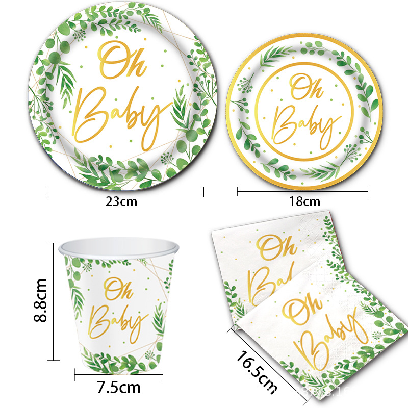 Nuevo transfronterizo Sage carta infantil fiesta de cumpleaños traje de vajilla plato de papel decorativo desechable taza de papel al por mayor