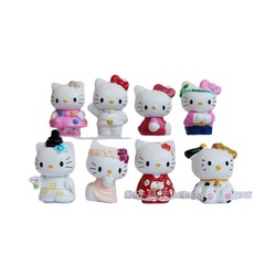 8 Pieces Traditional Japanese Kimono Cat Plush Dolls, Cat Anime Bouquet KT Cat Creative Gift Plush Toys