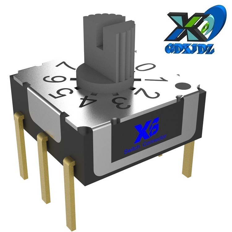 半圆柄10位旋钮拨码开关 D型手柄立式编码开关10位 7x7编码开关