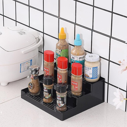 Cross-border transparent acrylic kitchen spice display rack ladder layered storage rack spice storage rack