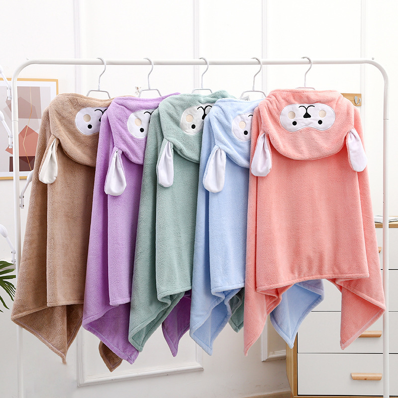 Manufacturer Wholesale Large Towel Coral Velvet Baby Quick-Drying Hooded Cloak Bathrobe Beach Cartoon Children's Bath Towel
