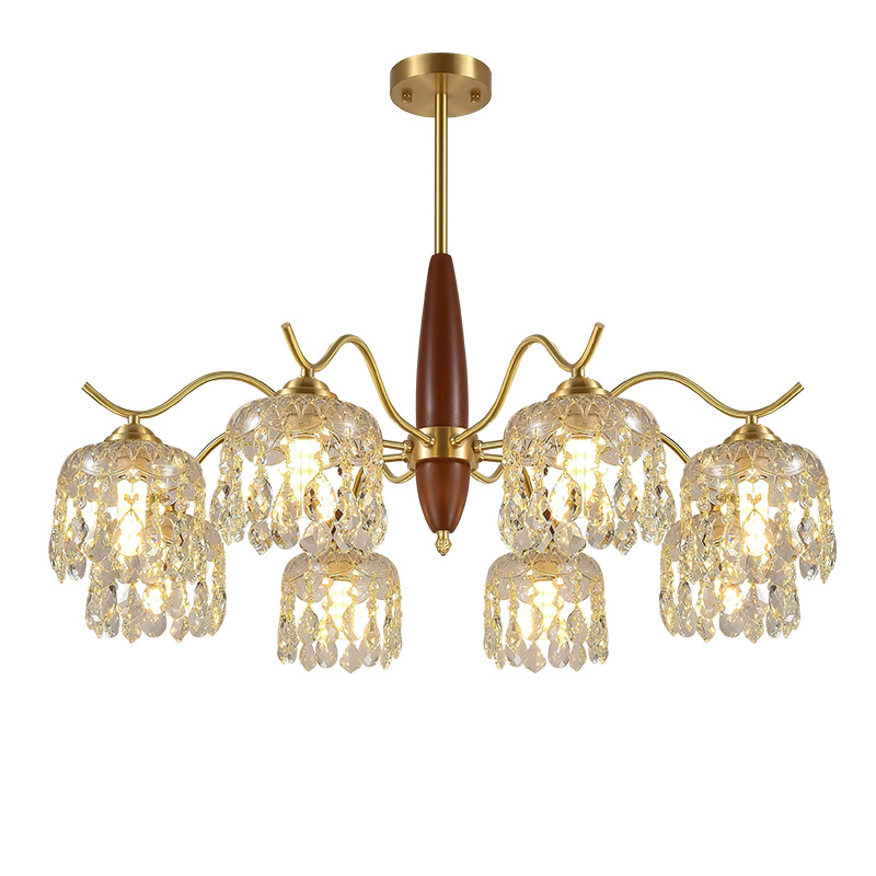 Lámpara de la sala de estar lujosa alta sensación de vidrio creativo frascos retro estilo medieval color nuez sala de luz principal 413L