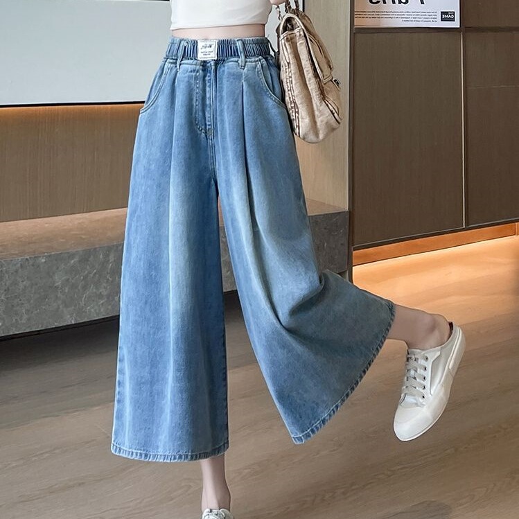 Women's Summer Thin Straight-Leg Loose-Fitting High-Waisted Wide-Leg Slimming Jeans for Students Plus Size 100kg for Plus-Size Women