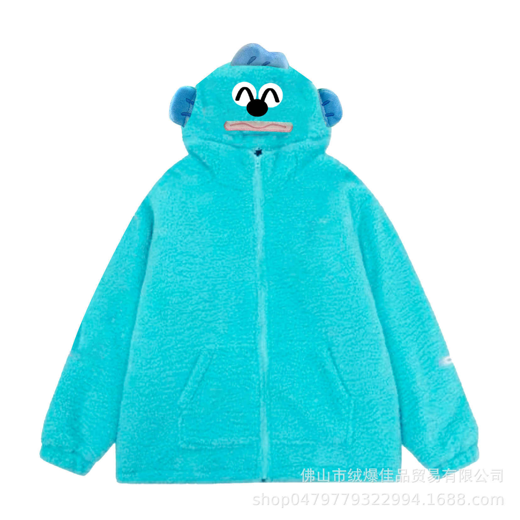 thumbnail image 1 of Suéter con capucha y diseño de oso de fresa de Hatonic Future, cárdigan cálido con cremallera, chaqueta Sanrio, pez payaso de franela, 1 of 5