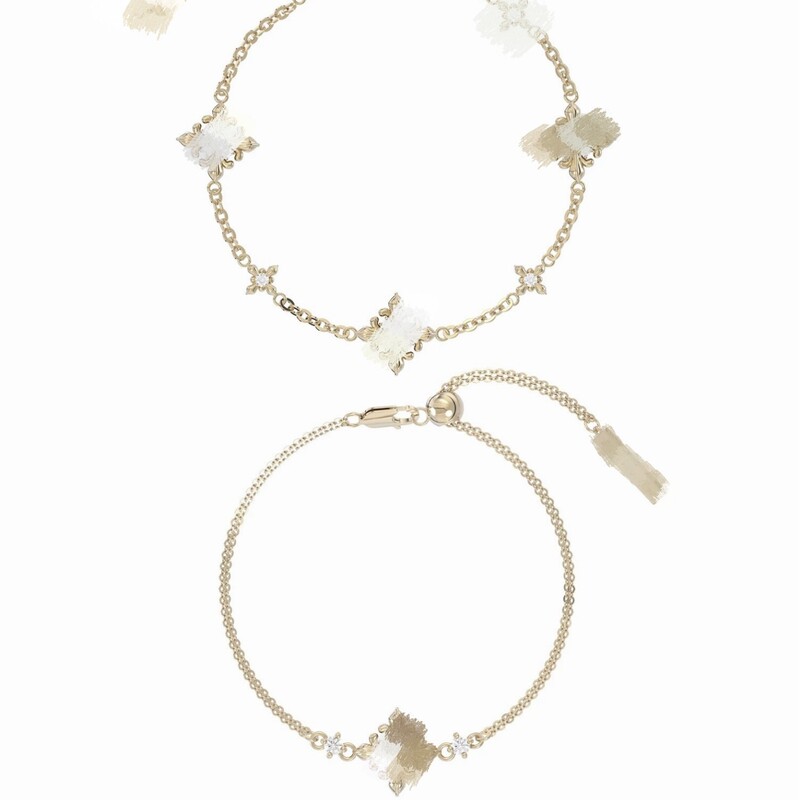 Three-Fold Jewelry Similar to the Iris Flower Pull-Out Bracelet for Women, Minimalist Commuter Style, High-End Jewelry, Maillard Light Luxury Three-Fold Jewelry Similar to the Iris Flower Pull-Out Bracelet for Women, Minimalist Commuter Style, High-End Jewelry, Maillard Light Luxury