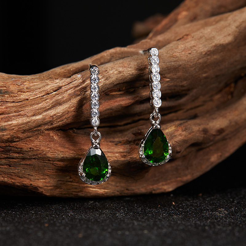 925 Sterling Silver Topaz Crystal Geometric Drop Earrings display picture 8