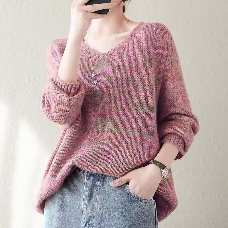 2025 New Early Autumn Style Mohair Knitwear, Lazy Style Knitwear, Age-Reducing Fashion, Slimming Look Pullover, Long-Sleeved Women