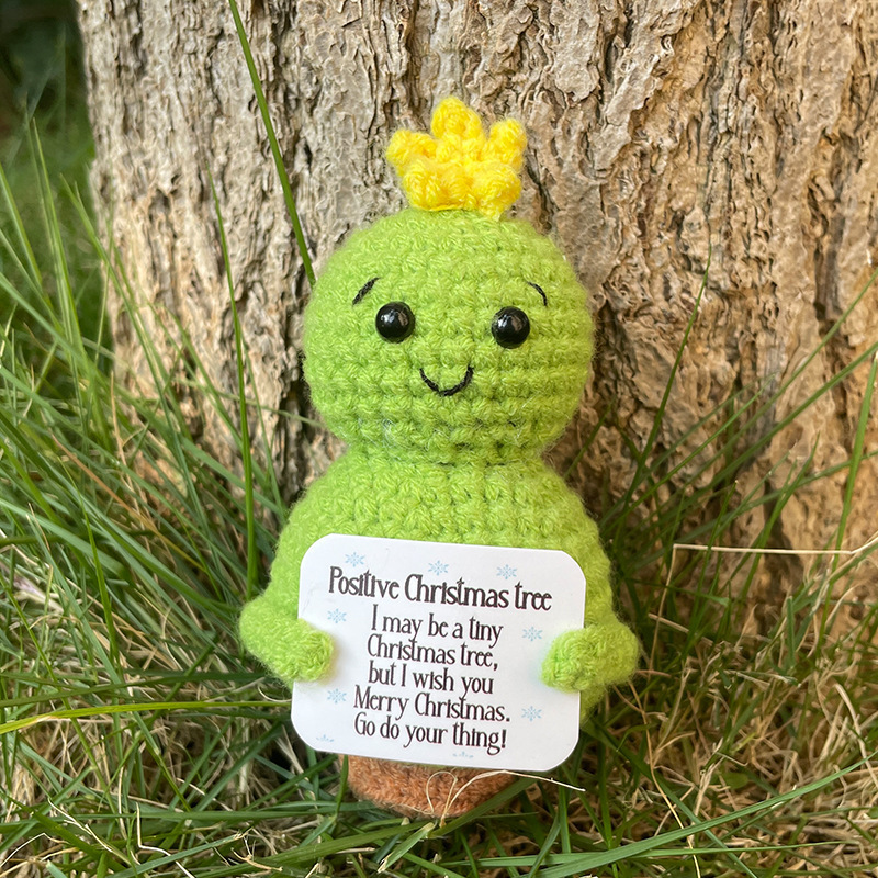 Navidad transfronteriza energía positiva papa tomate expresión divertida hilo de lana hecho a mano ganchillo pepino verduras adornos de frutas