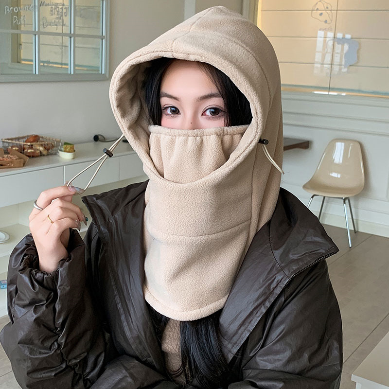 男女可戴摇粒绒保暖雷锋帽户外女骑电动车防风寒围脖面罩一体帽冬|undefined