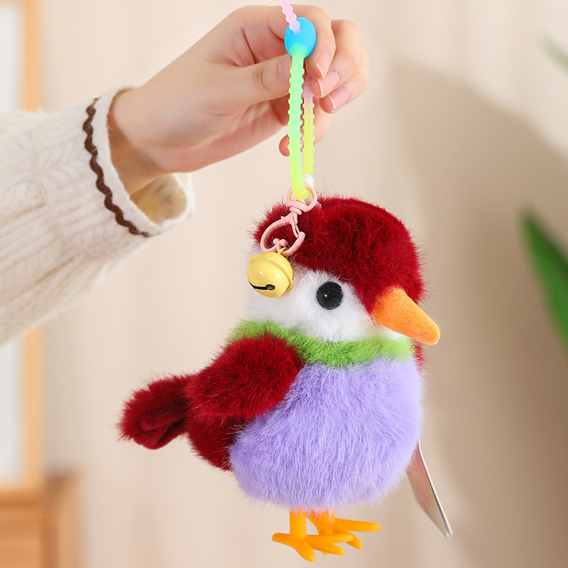 Muy bebé simulación pájaro tetas muñeca suave loro lindo llavero colgante campana regalo bolso accesorios