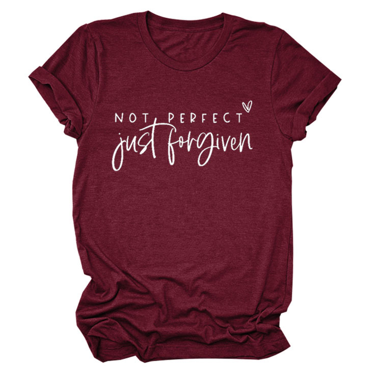 No es perfecto sólo perdonado estación independiente Comercio exterior moda casual carta suelta Camiseta de manga corta Mujer