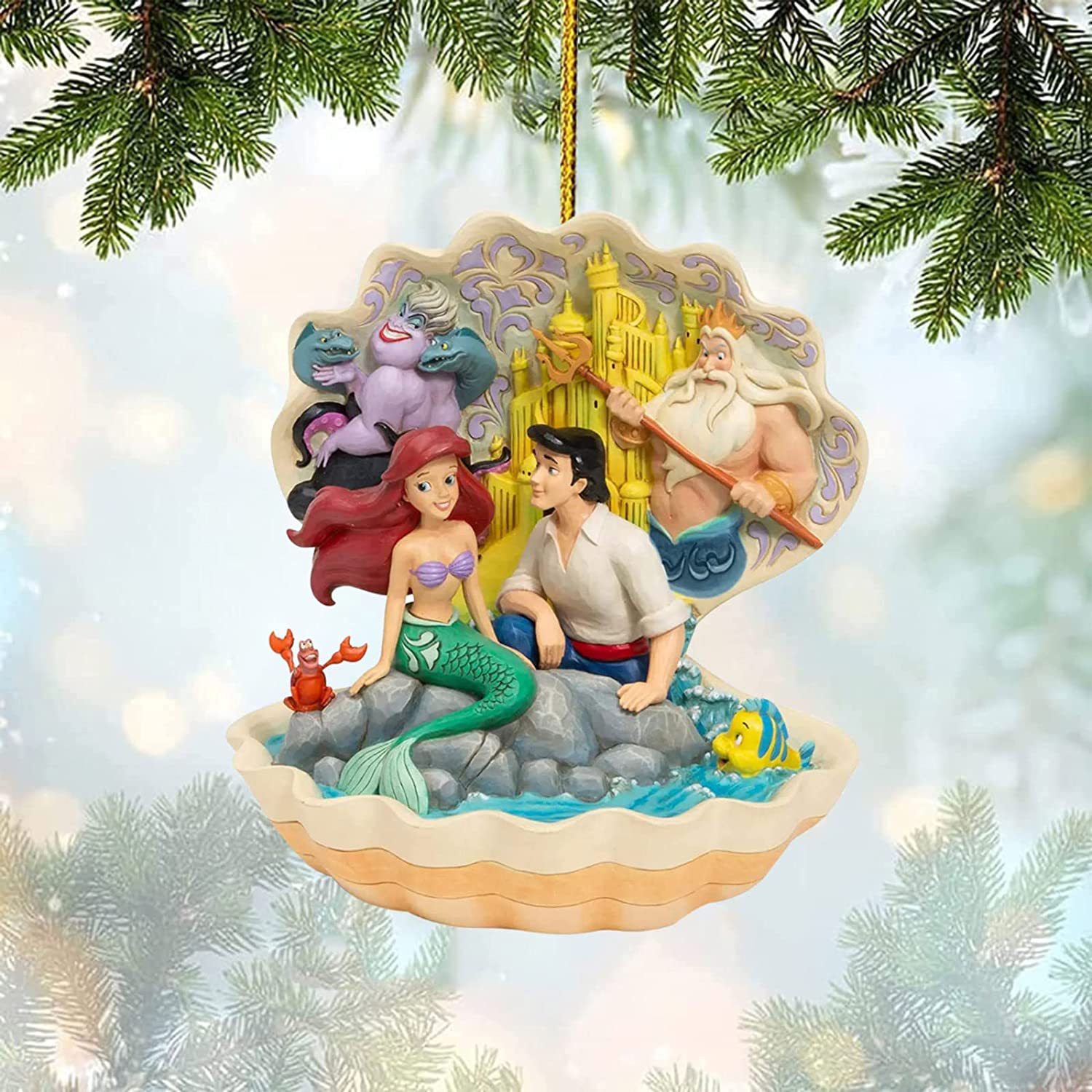 Decoraciones de Navidad Belleza y la Bestia Princesa acrílico plano dibujos animados Fiesta de Navidad Colgante Decoración del árbol image 5