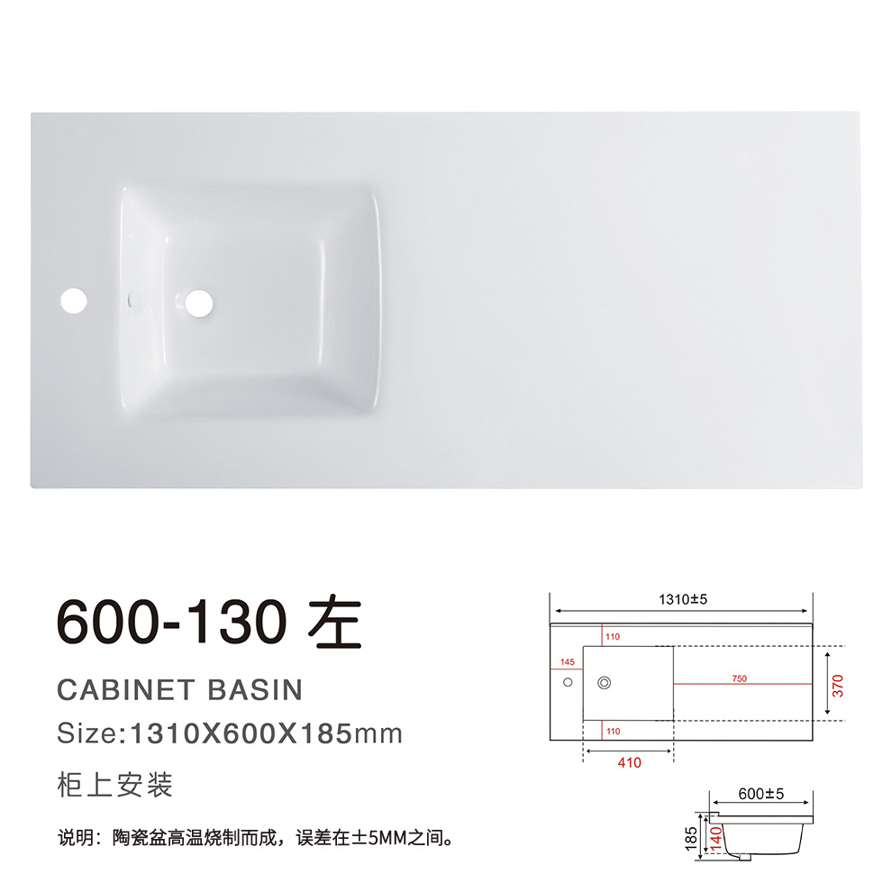 Cerámica integral lavabo 60 gran tamaño lavabo lava