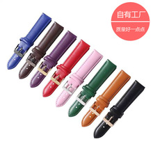 工厂直销 平纹车线真皮手表带配件玫瑰金扣绿紫色DW代用10mm-24mm