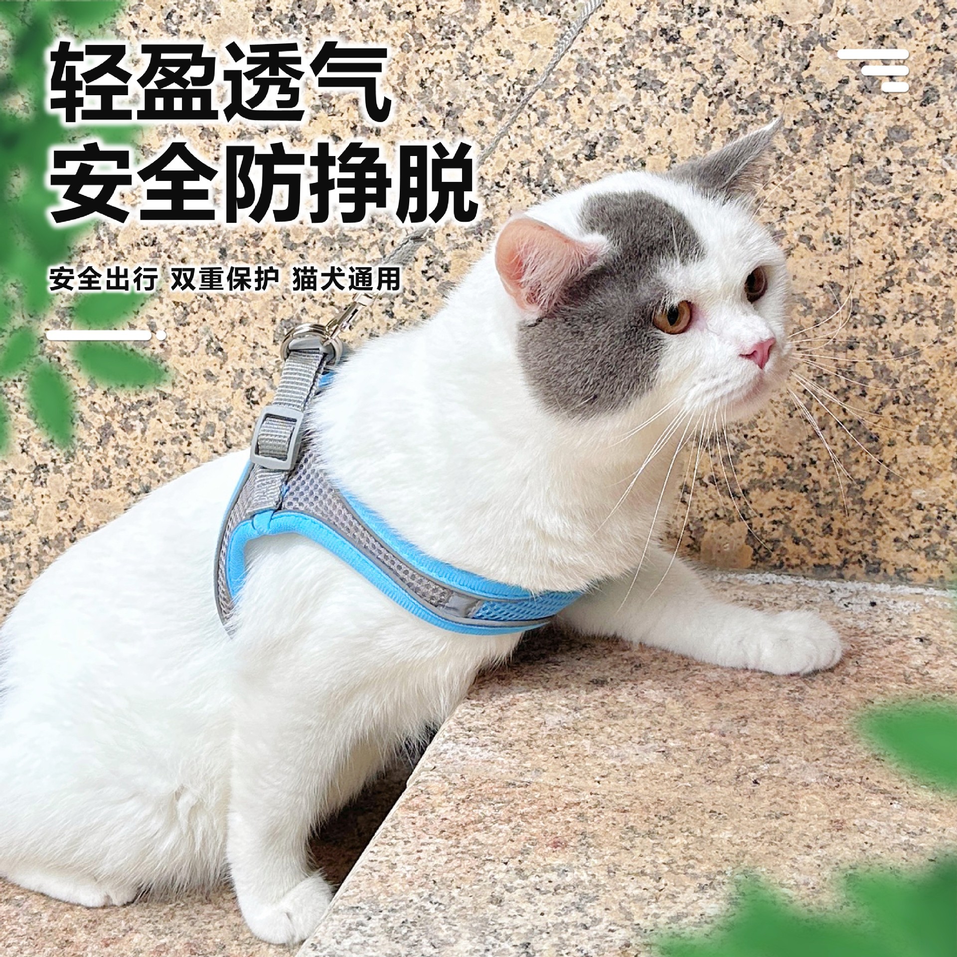 Cat Leash Anti-Escape Harness, Summer Outdoor Special Cat Walking Harness, Vest-Style Chest Harness Cat Leash Supplies