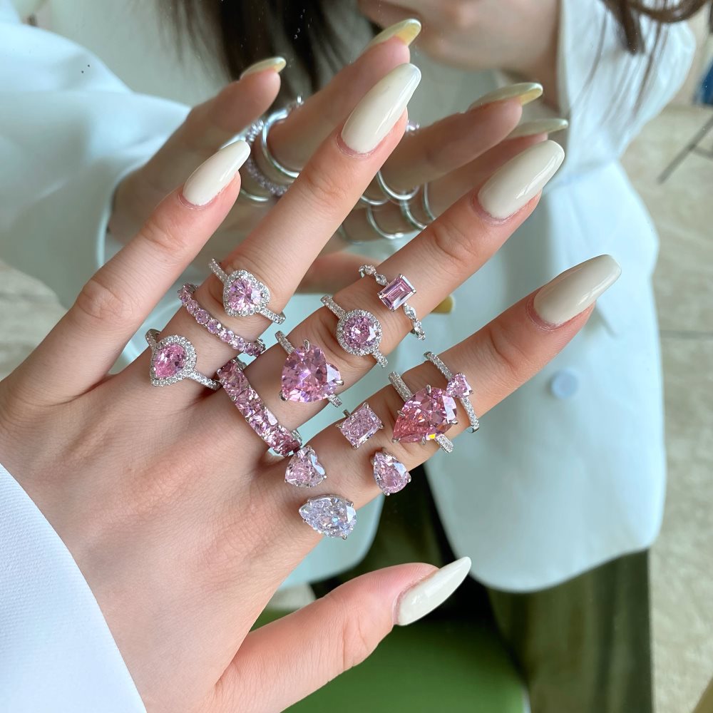 Banquet Occasion 925 Sterling Silver Zircon Geometric Rings
