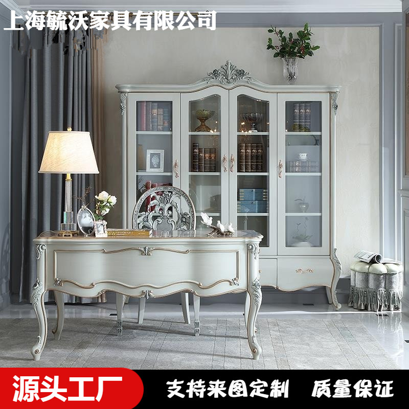 Court French furniture Villa study European retro solid wood carved 1.5 desk bedroom desk desk