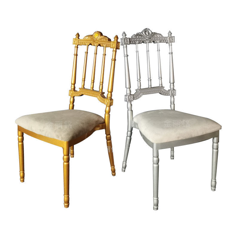 Silla de comedor de aleación de aluminio estilo europeo Silla de corona bolsa suave Hotel banquete actividad silla boda Silla de boda al por mayor