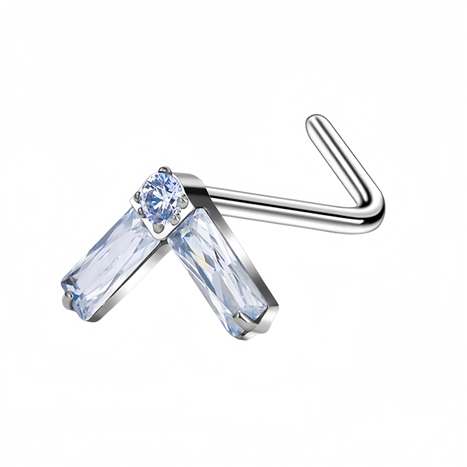 Nesepiercing i rustfritt stål med zirkon flere stiler_voghion.com