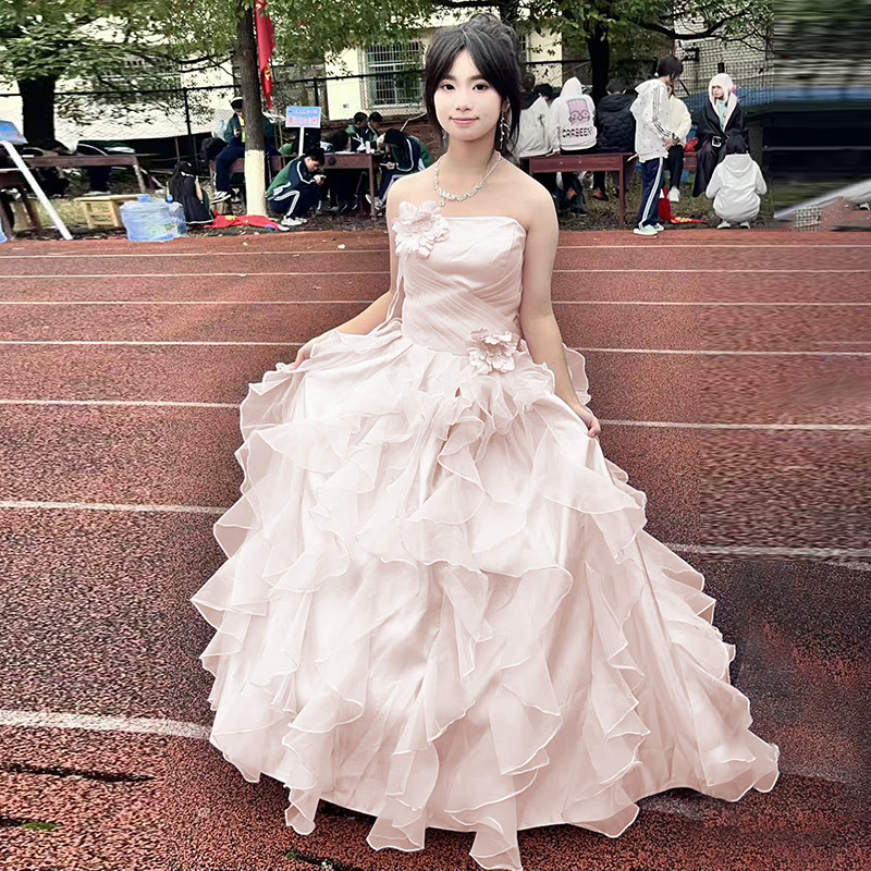 Pink Runaway Princess Evening Dress for Women, High-End, Ethereal and Stunning, Suitable for Birthday Parties, Coming-Of-Age Ceremonies, Talent Shows, and Performance Tutu Dresses