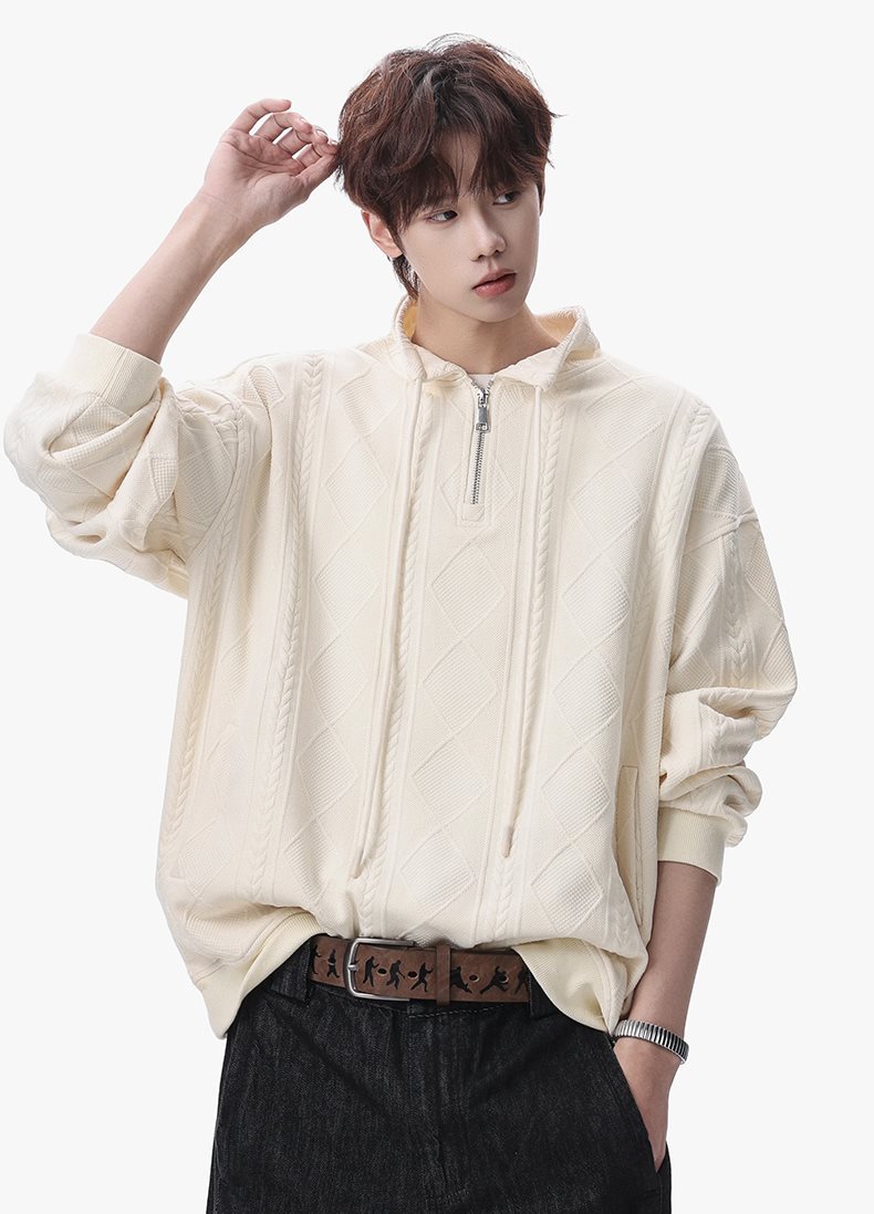Half-zip Sweatshirt For Men Autumn Trendy Streetwear Pullover_voghion.com