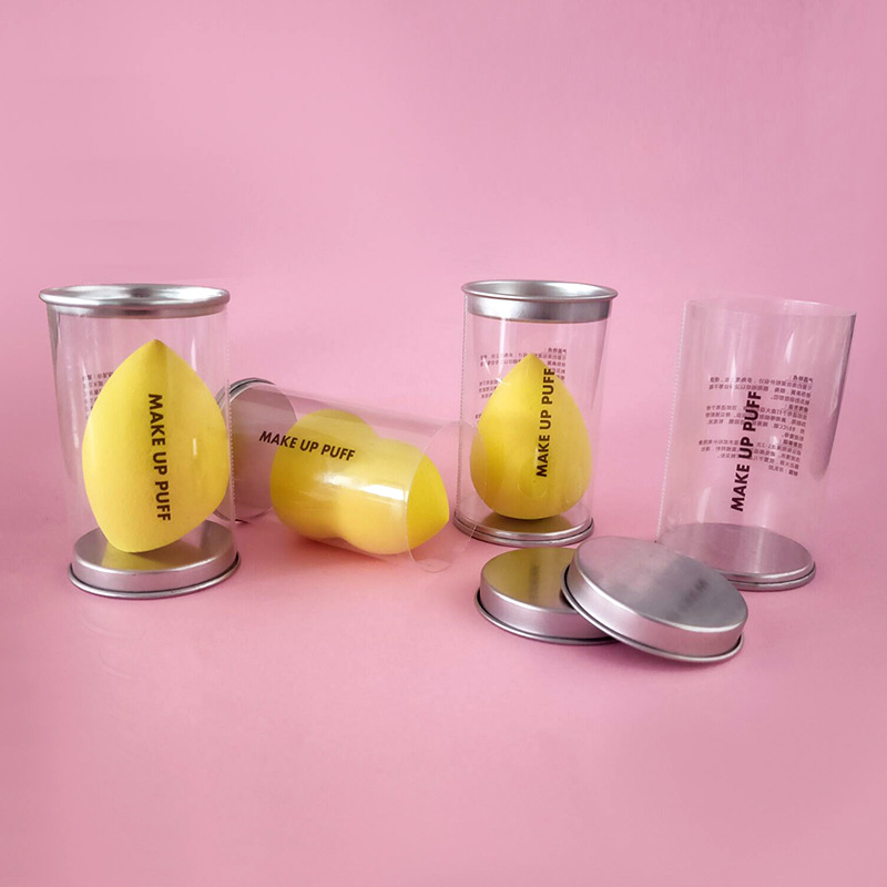 Caja de estaño huevo de maquillaje seco y húmedo de doble uso huevo de maquillaje suave esponja de maquillaje polvo