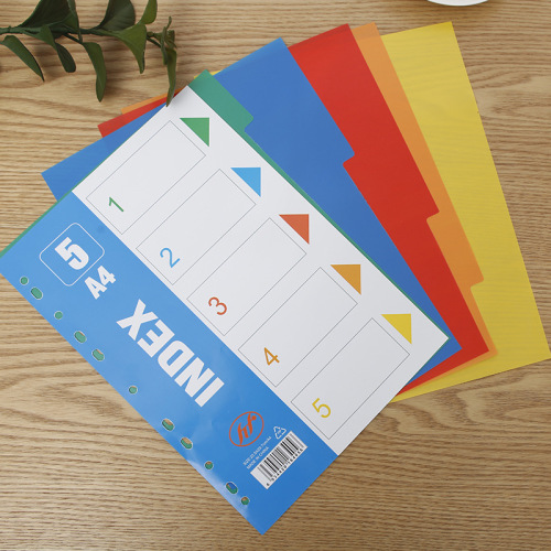 Colorful fast labor index classification page classification card A4 11 hole classification paper plastic divider paper factory available