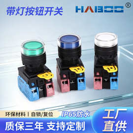 22MM自锁按钮开关YW1L-MF2E/MA2E同款带灯保护型防水复位启动开关