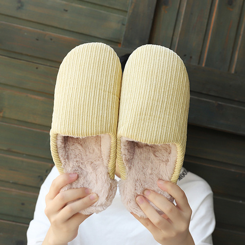 Round-head indoor autumn and winter home cotton slippers for women and couples, home cotton shoes for men, non-slip warm plush slippers manufacturer