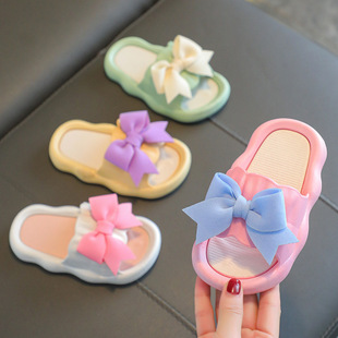 Children's Slippers Summer Girls Princess Bow Parent-Child Non-Slip Soft Bottom Outer Wear Fashion Trendy Little Girl Slippers
