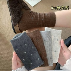 25新款袜子女秋冬抖音爆款袜堆堆袜ins潮女袜日系碎花韩版长筒袜