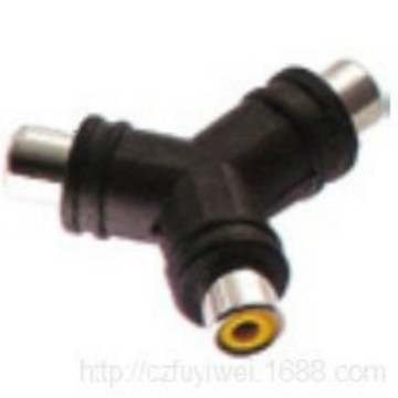 Y型RCA母转2RCA母音频转接头 Y型RCA一分二转接头三通头