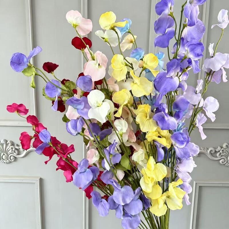 Artificial Pea Flowers for Wedding Decorations, Home Decor, Scene Arrangement, High-Rise Shopping Mall Display, and Artificial Flower Landscaping