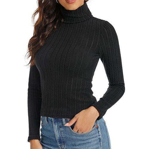 Amazon Women's Fitted Long-Sleeve T-shirt for Autumn/Winter, European and American Style, New Fitted T-shirt for Women, Cross-border Trade