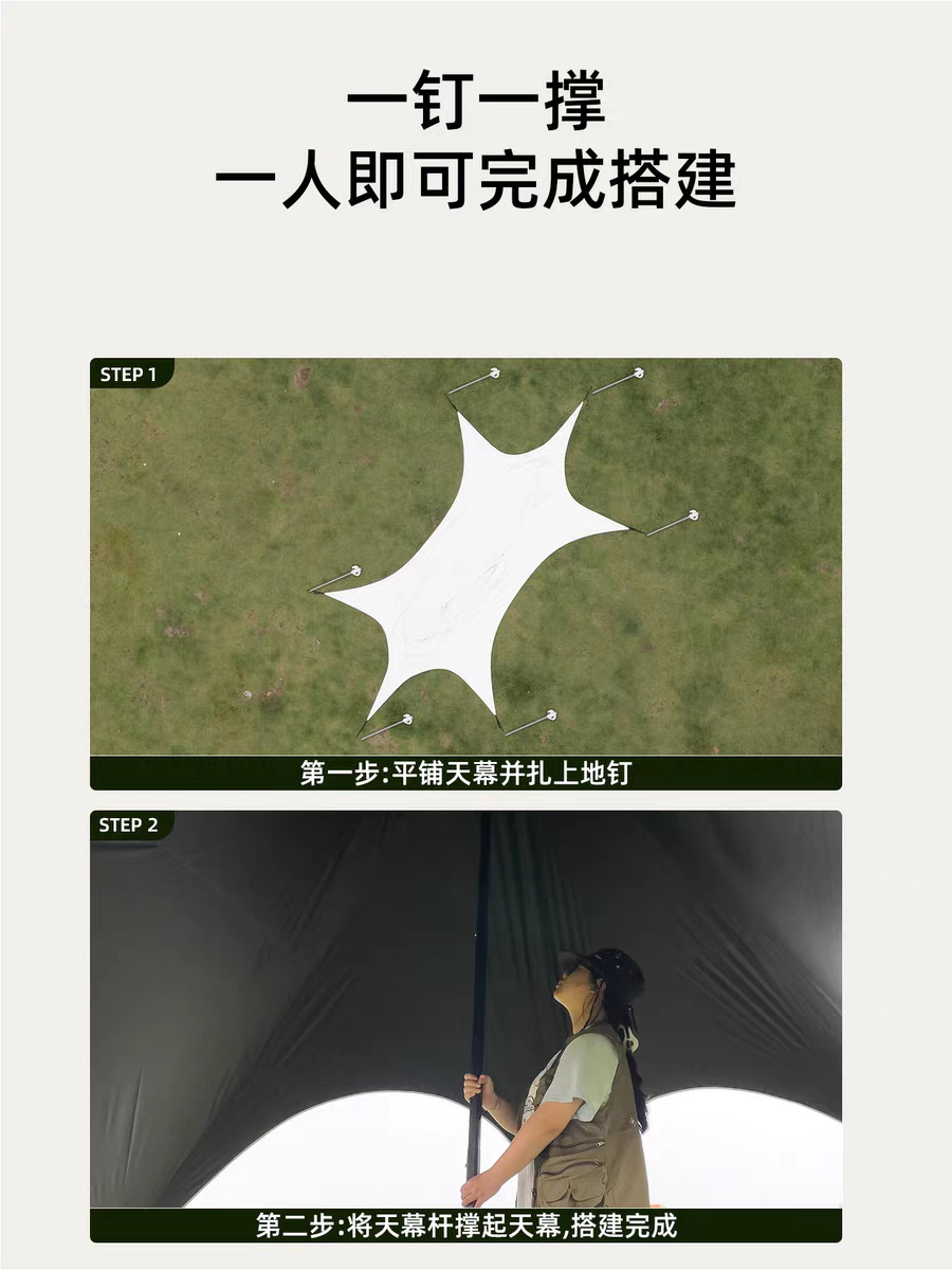 Quick-Opening Six-Sided Butterfly-Shaped Canopy Tent for Outdoor Camping, New Model with Blackout Vinyl, Sunshade, Portable and Quick to Set up