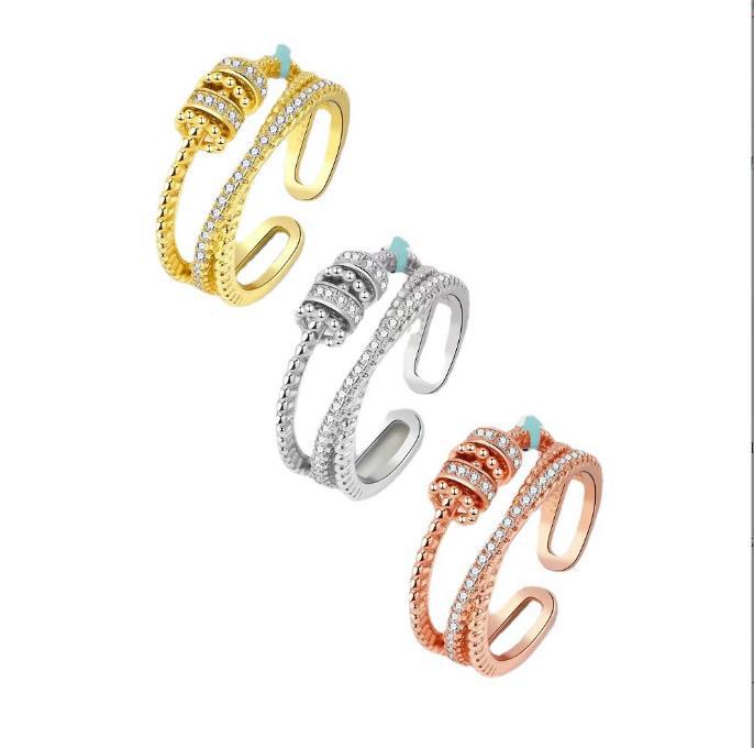 Fashion Geometric Copper Criss Cross Zircon Open Ring