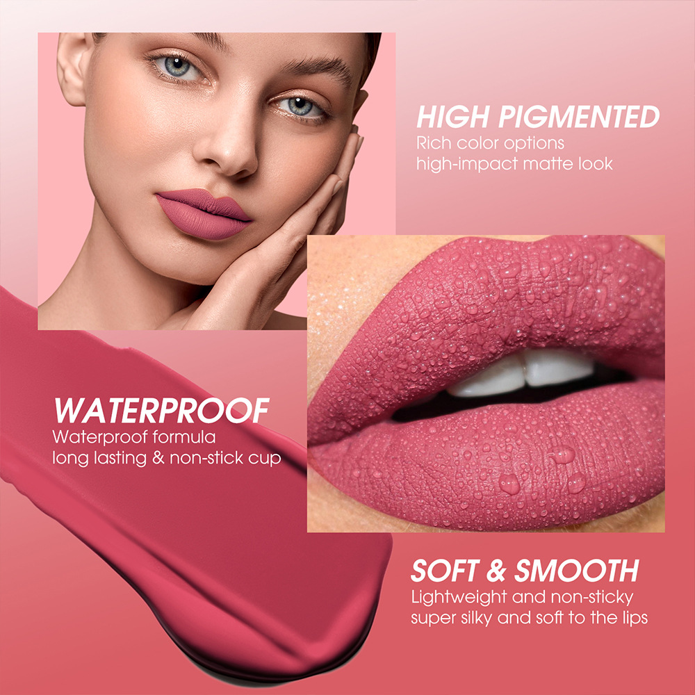 LANGMANNI matte lip gloss is not easy to stick to cups. 12 colors available for cross-border liquid lipstick undefined