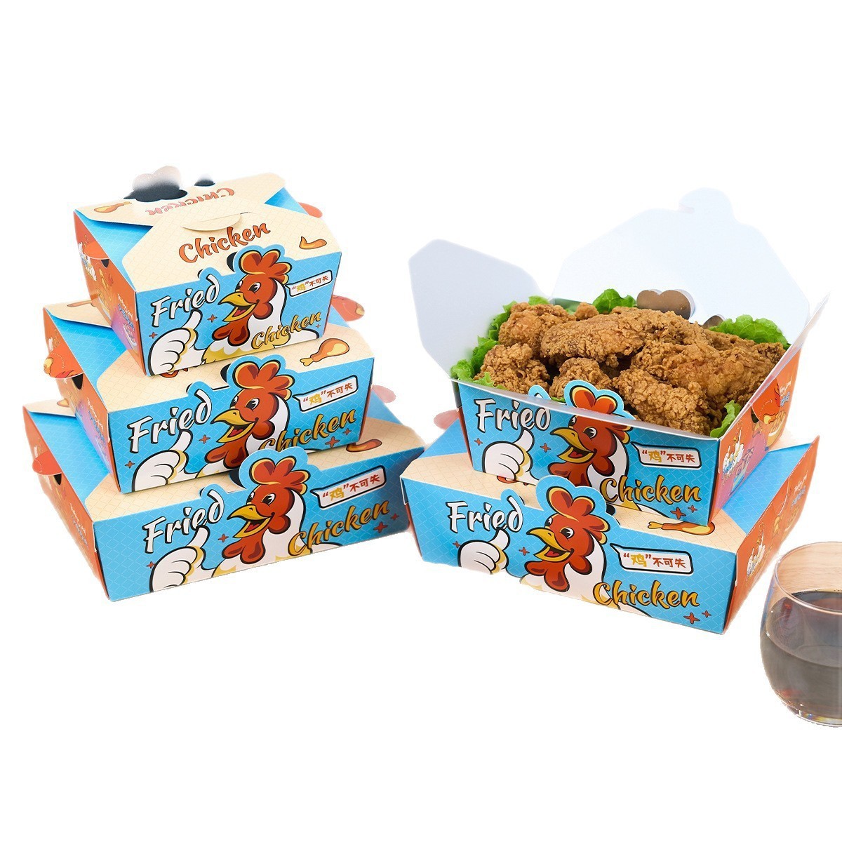 韩式炸鸡盒免折叠打包盒餐饮商用一次性防油铝箔保温外卖打包餐盒